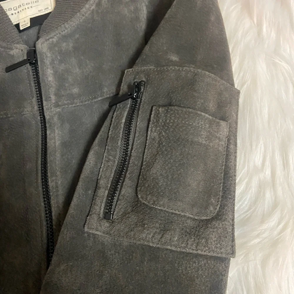 Bagatelle Sz S Olive Green Men’s Suede Bomber Jacket - Picture 13 of 13